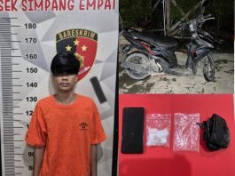 Reskrim Polsek Simpang Empat Tangkap Pemuda AP Sabu, Sita 23,08 Gram Sabu